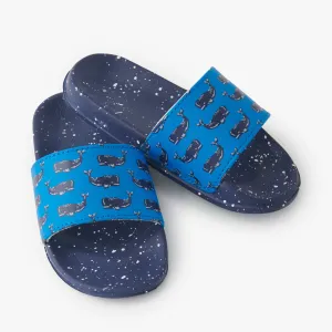 Hatley Slide On Sandals - Block Whales