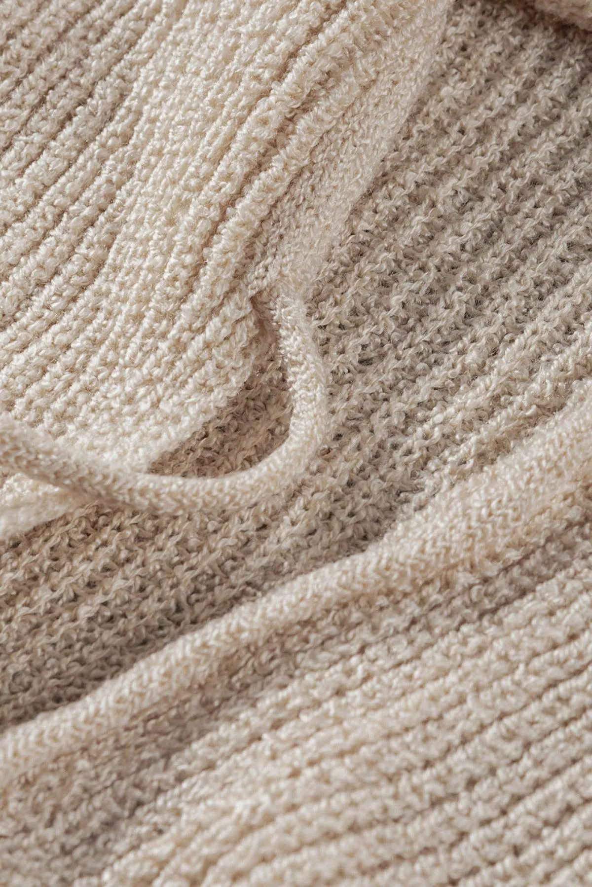 Hazel Blues® | Zipper V-Neck Dropped Sleeve Hooded Solid Sweater