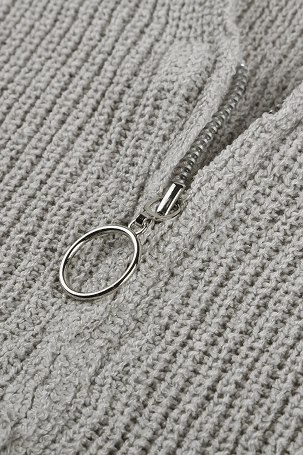 Hazel Blues® | Zipper V-Neck Dropped Sleeve Hooded Solid Sweater