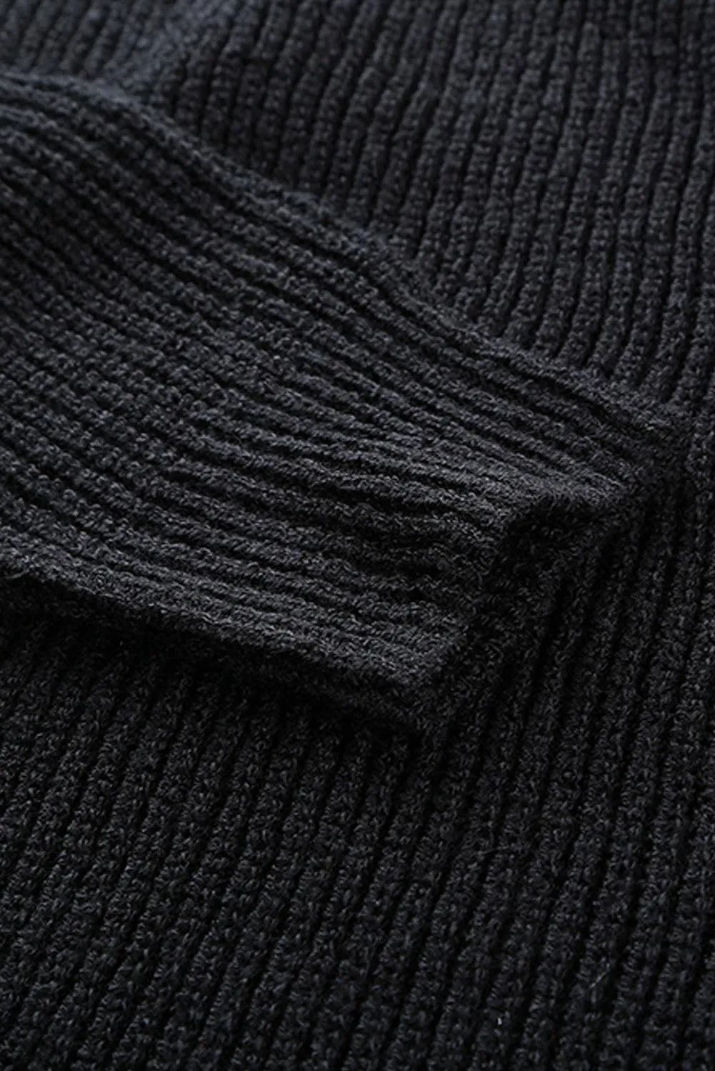Hazel Blues® | Zipper V-Neck Dropped Sleeve Hooded Solid Sweater