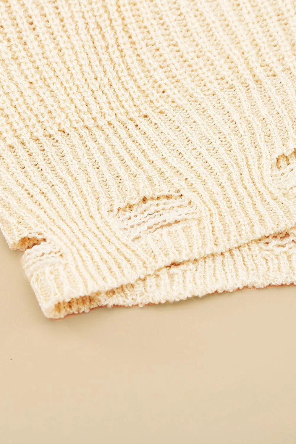 Hazel Blues® | Zipper V-Neck Dropped Sleeve Hooded Solid Sweater