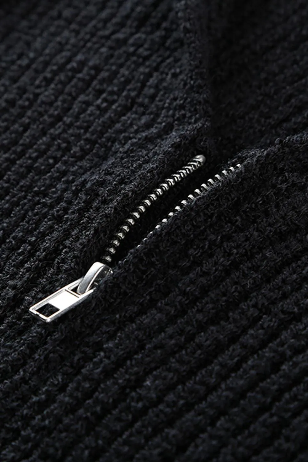 Hazel Blues® | Zipper V-Neck Dropped Sleeve Hooded Solid Sweater