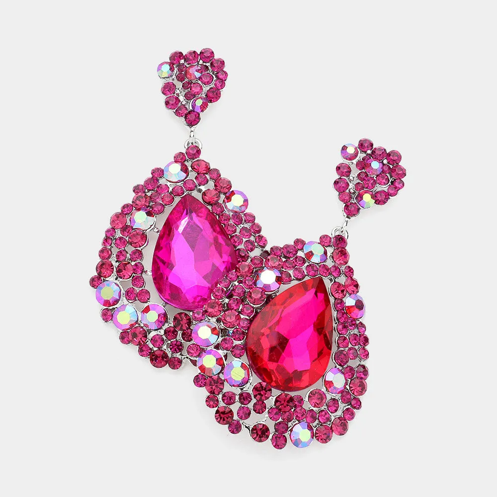 Hot Pink Earrings | Fuchsia Earrings | Pageant Chunky Earrings | H202-7