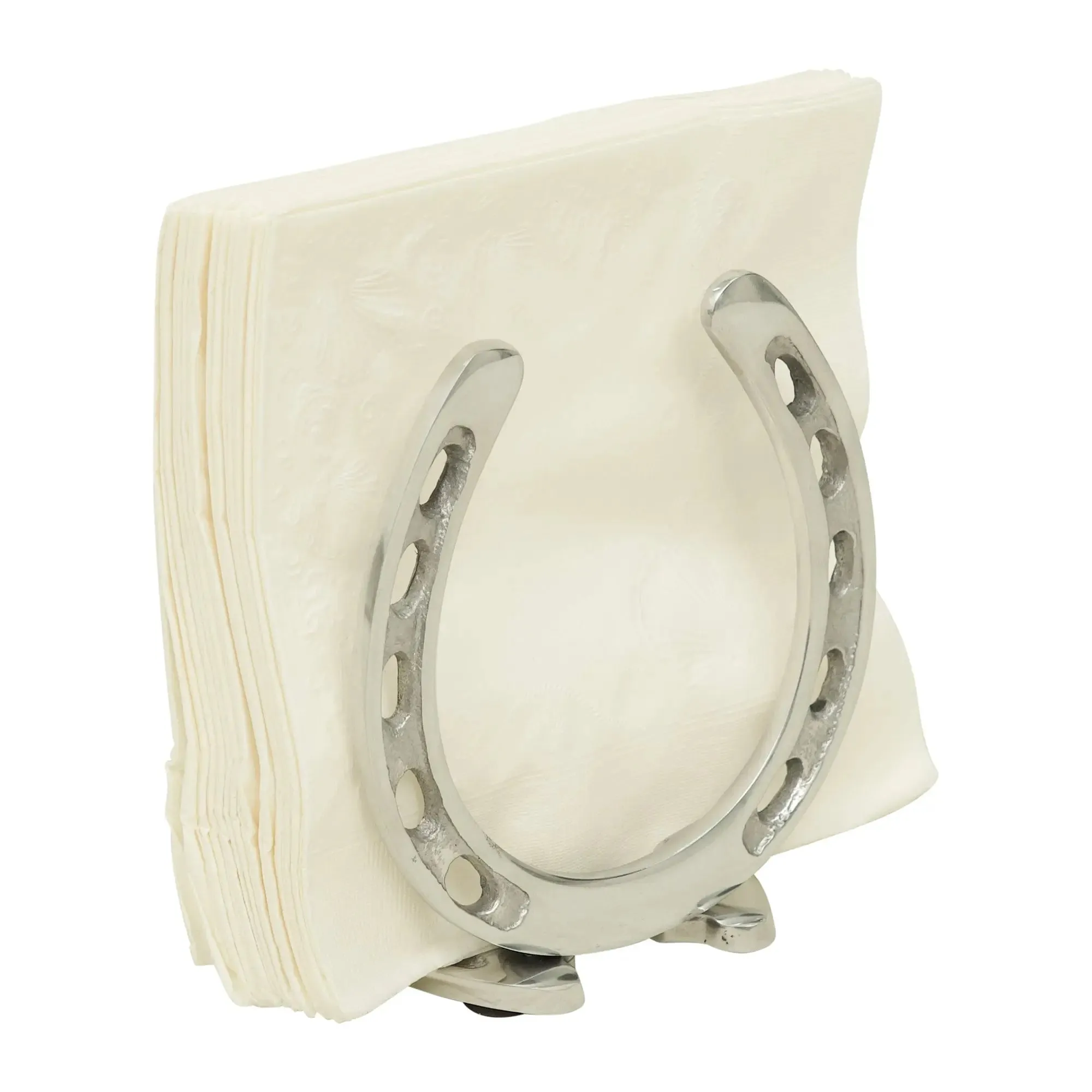 Huntley Horse Shoe Napkin Holder, Aluminum Silver Finish