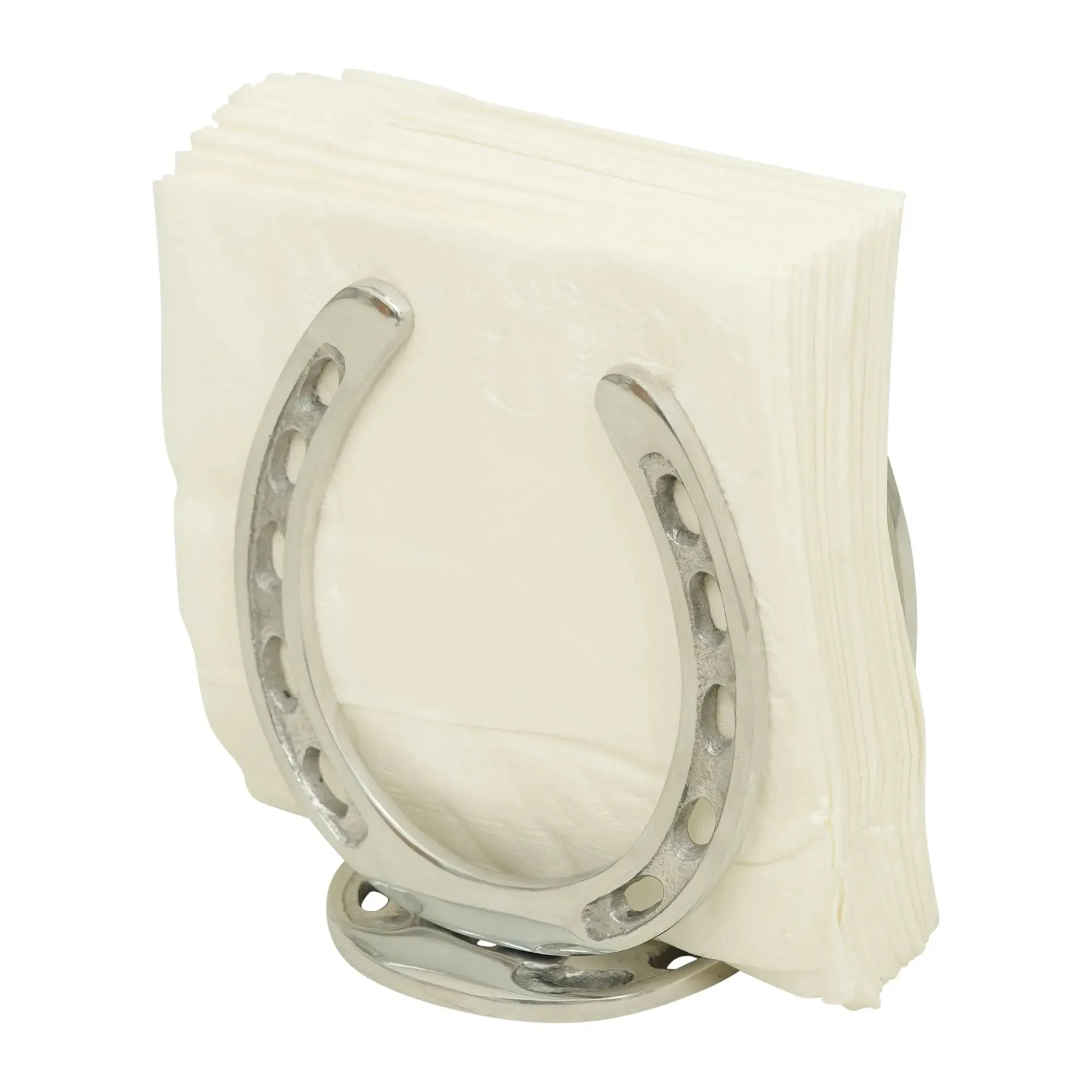 Huntley Horse Shoe Napkin Holder, Aluminum Silver Finish