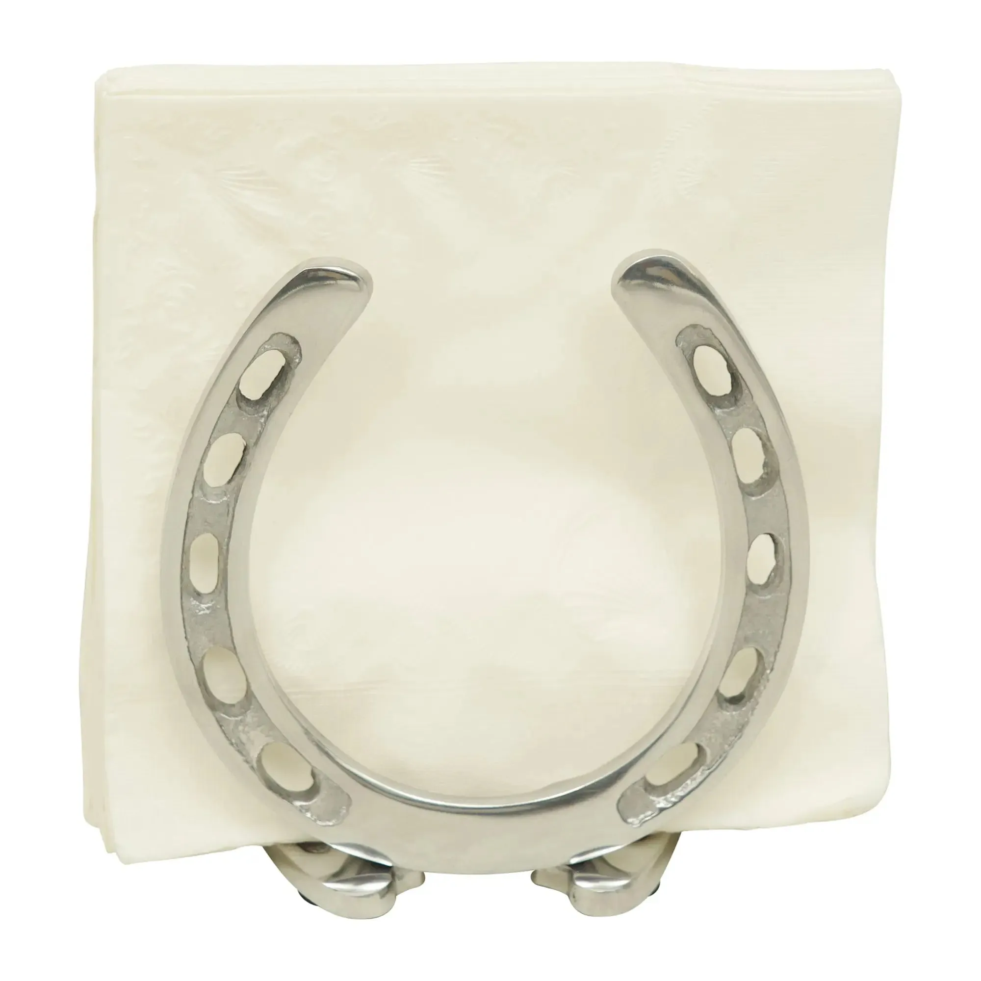 Huntley Horse Shoe Napkin Holder, Aluminum Silver Finish