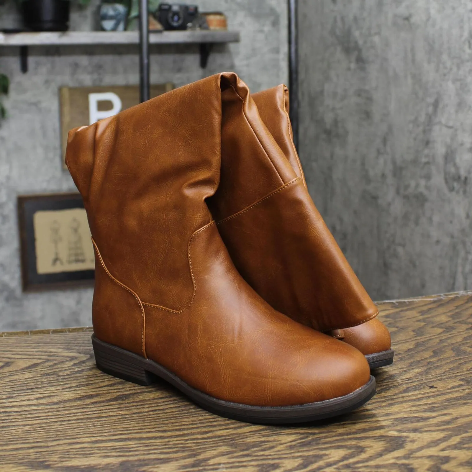 Journee Collection Extra Wide Calf Heel Riding Boots Tori Boot Brown 8M-XWC