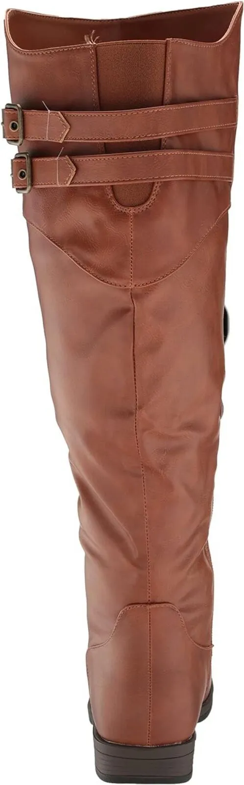 Journee Collection Extra Wide Calf Heel Riding Boots Tori Boot Brown 8M-XWC