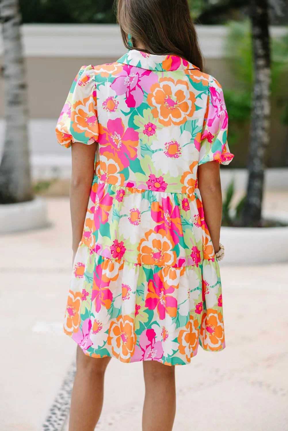KaleaBoutique Floral Puff Sleeve Collar Buttoned Babydoll Dress