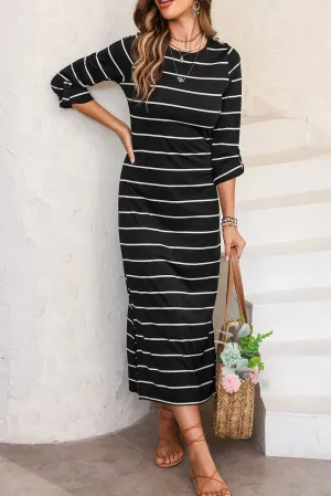 KaleaBoutique Striped Casual Slit Long Dress