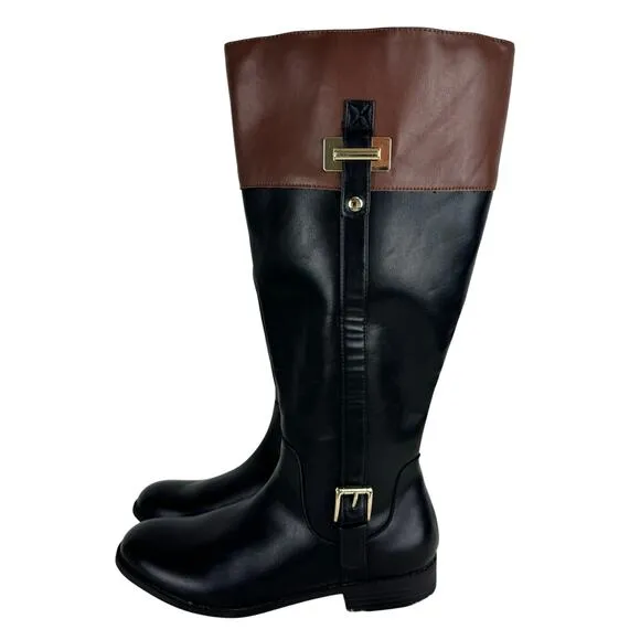 KAREN SCOTT EDENN BUCKLED RIDING BOOTS IN BLACK NWT WOMEN'S SIZE 9.5 WIDE CALF