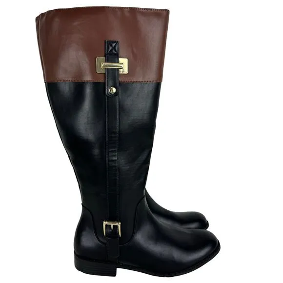 KAREN SCOTT EDENN BUCKLED RIDING BOOTS IN BLACK NWT WOMEN'S SIZE 9.5 WIDE CALF
