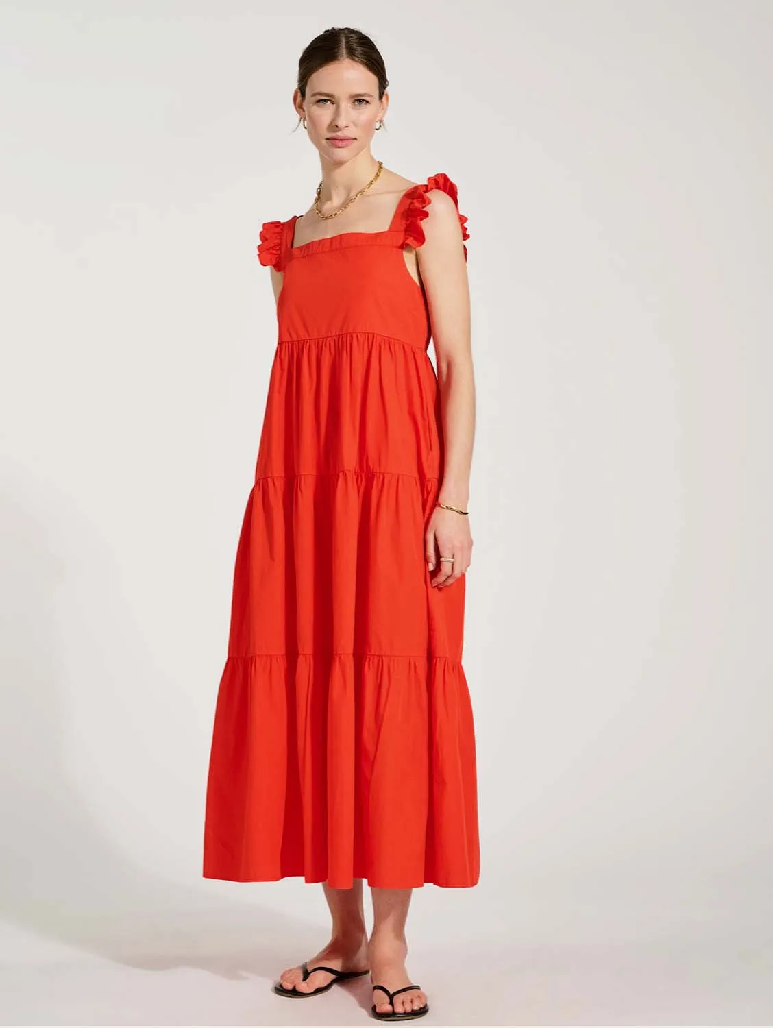 Katie Organic Cotton Dress | Tangerine