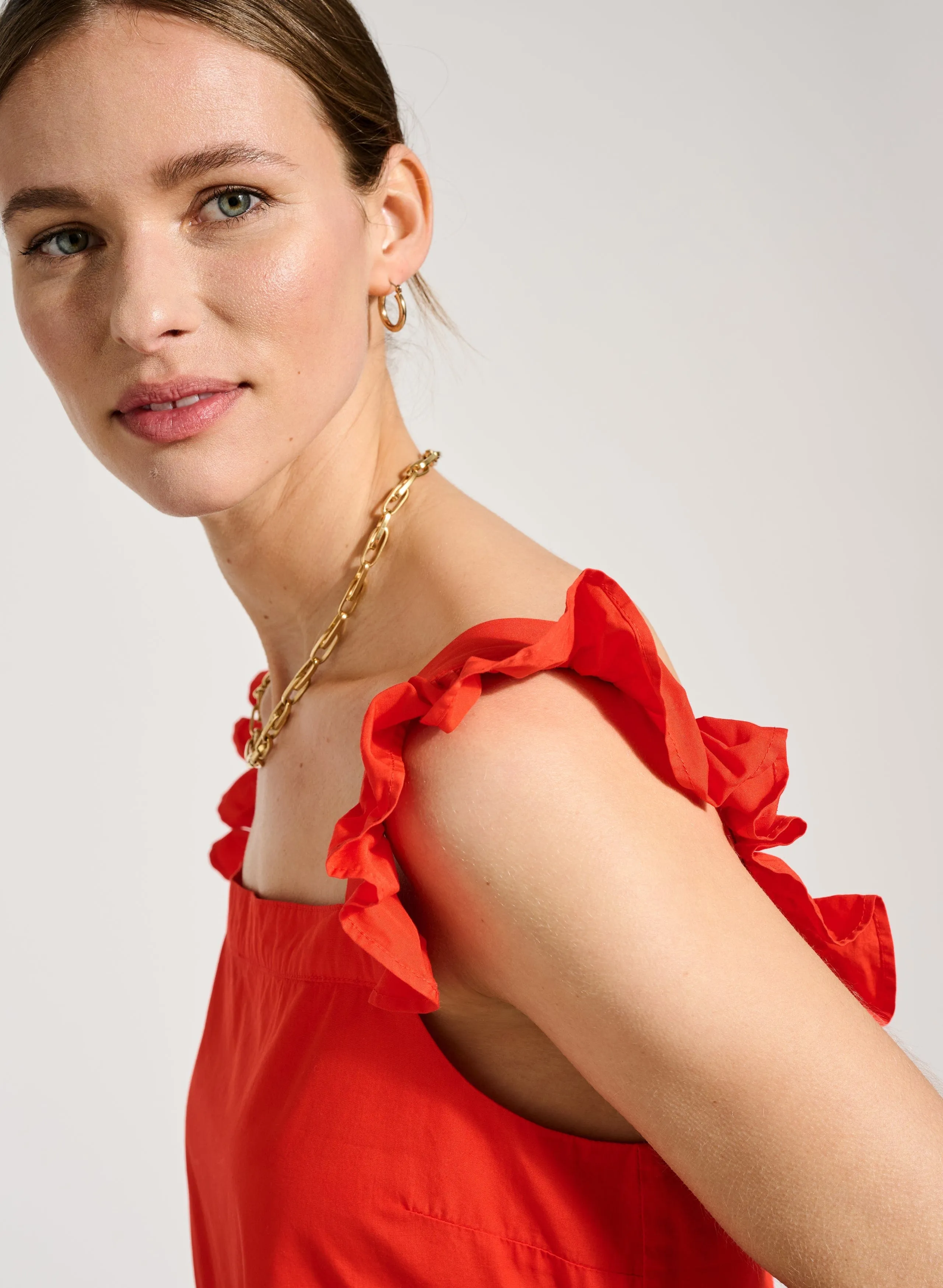 Katie Organic Cotton Dress | Tangerine