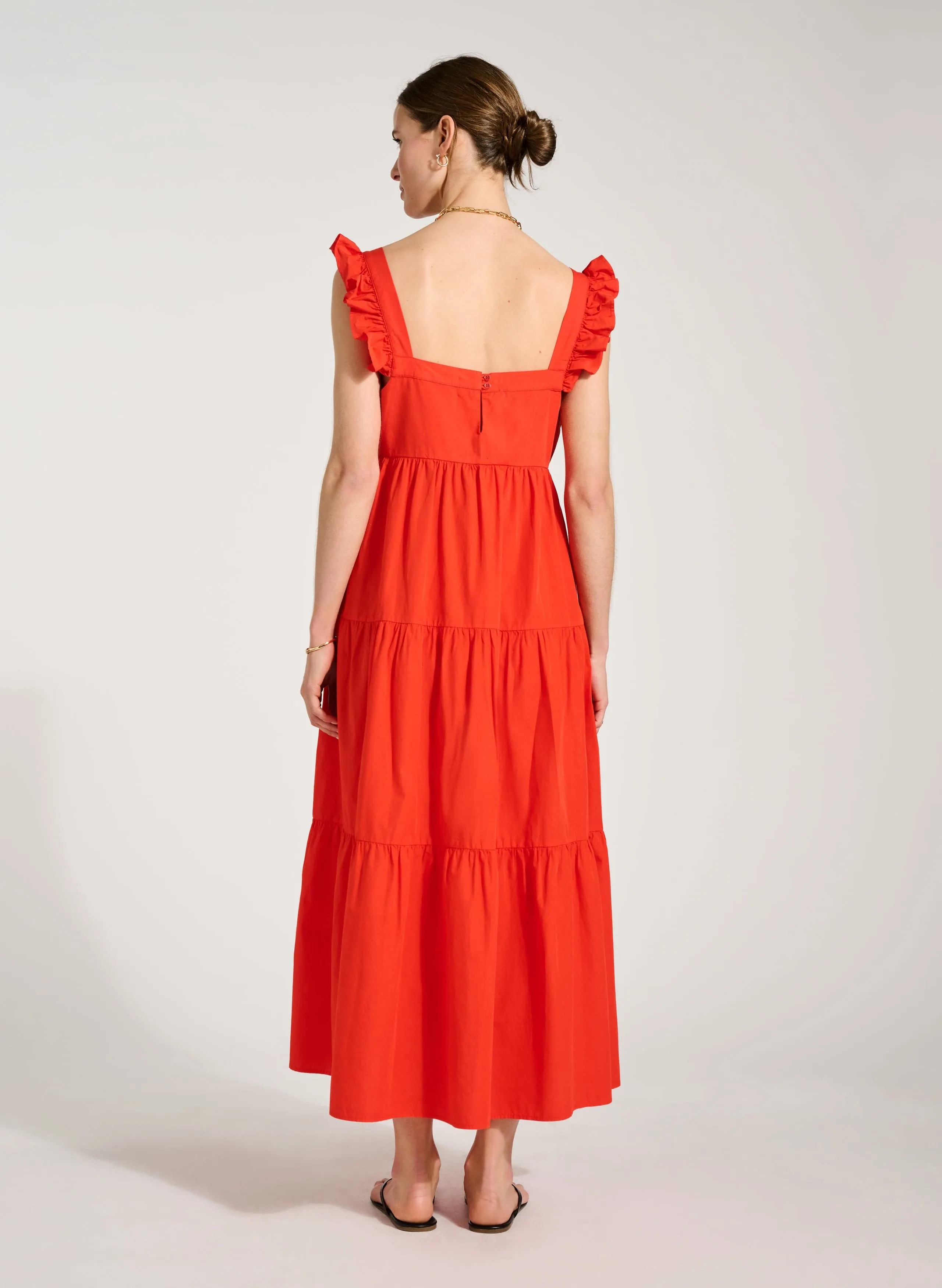 Katie Organic Cotton Dress | Tangerine