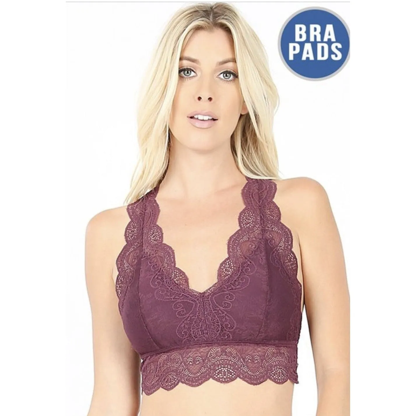 Lace Bralette-Coral