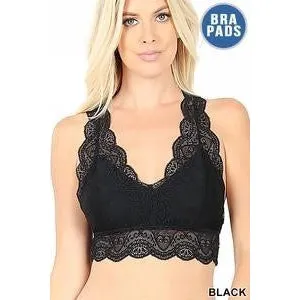 Lace Bralette-Coral