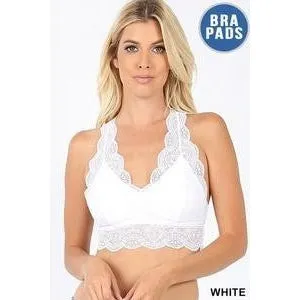 Lace Bralette-Coral