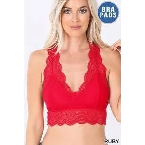 Lace Bralette-Red