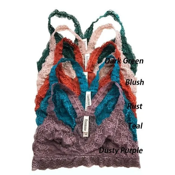 Lace Razor Back Bralette in Rust