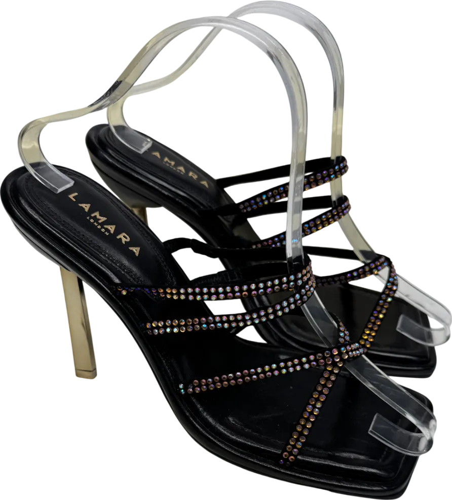 Lamara Conduit St - Black Embellished Heeled Sandals UK 6 EU 39 👠