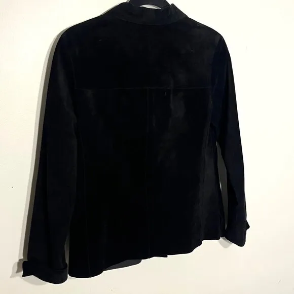 Lord Taylor Women Black Suede Jacket Size Petite M Blazer Western Classic Blazer