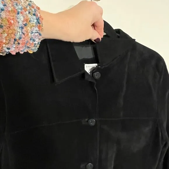 Lord Taylor Women Black Suede Jacket Size Petite M Blazer Western Classic Blazer