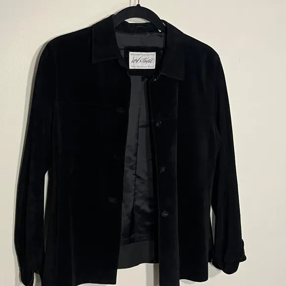 Lord Taylor Women Black Suede Jacket Size Petite M Blazer Western Classic Blazer