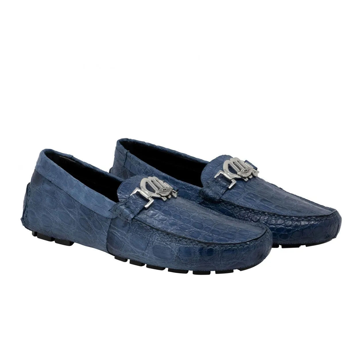 Mauri Tide Men's Designer Shoes Caribbean Blue Exotic Crocodile Dress-Casual Loafers 3485 (MA5119)