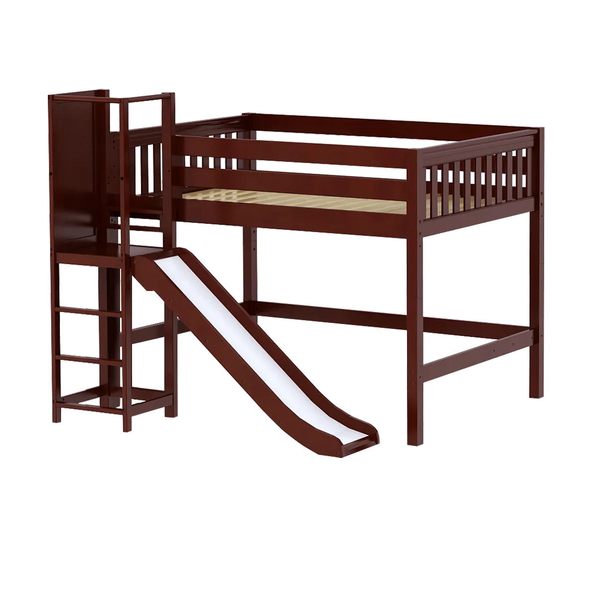Maxtrix Full Mid Loft Bed with Slide Platform
