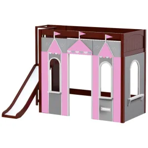 Maxtrix Twin High Loft Bed with Slide Platform   Playhouse Panels