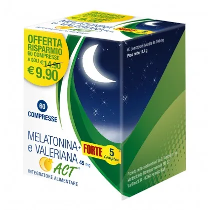 Melatonina   Forte 5 Complex e Valeriana 45mg Act 60 Compresse