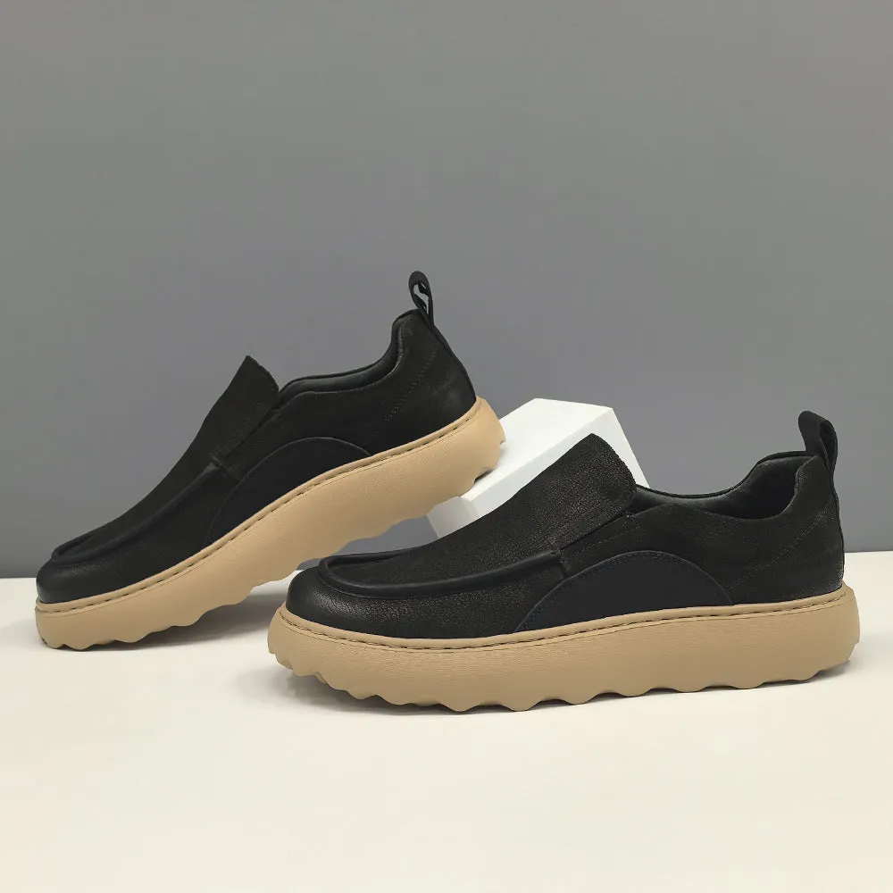Men Minimalism Retro Leather Flat Casual Loafers