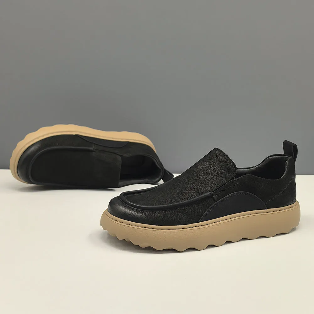 Men Minimalism Retro Leather Flat Casual Loafers