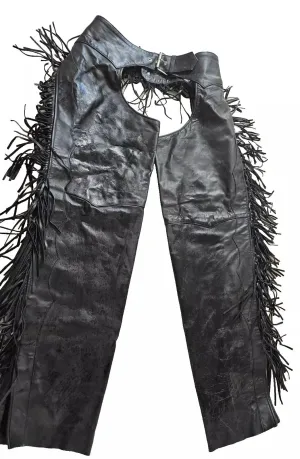 Men's Black Leather Chaps Western Cowboy Fringe Chaps LBCP321