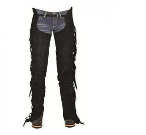 Men's Black Leather Chaps Western Cowboy Fringe Chaps LBCP323