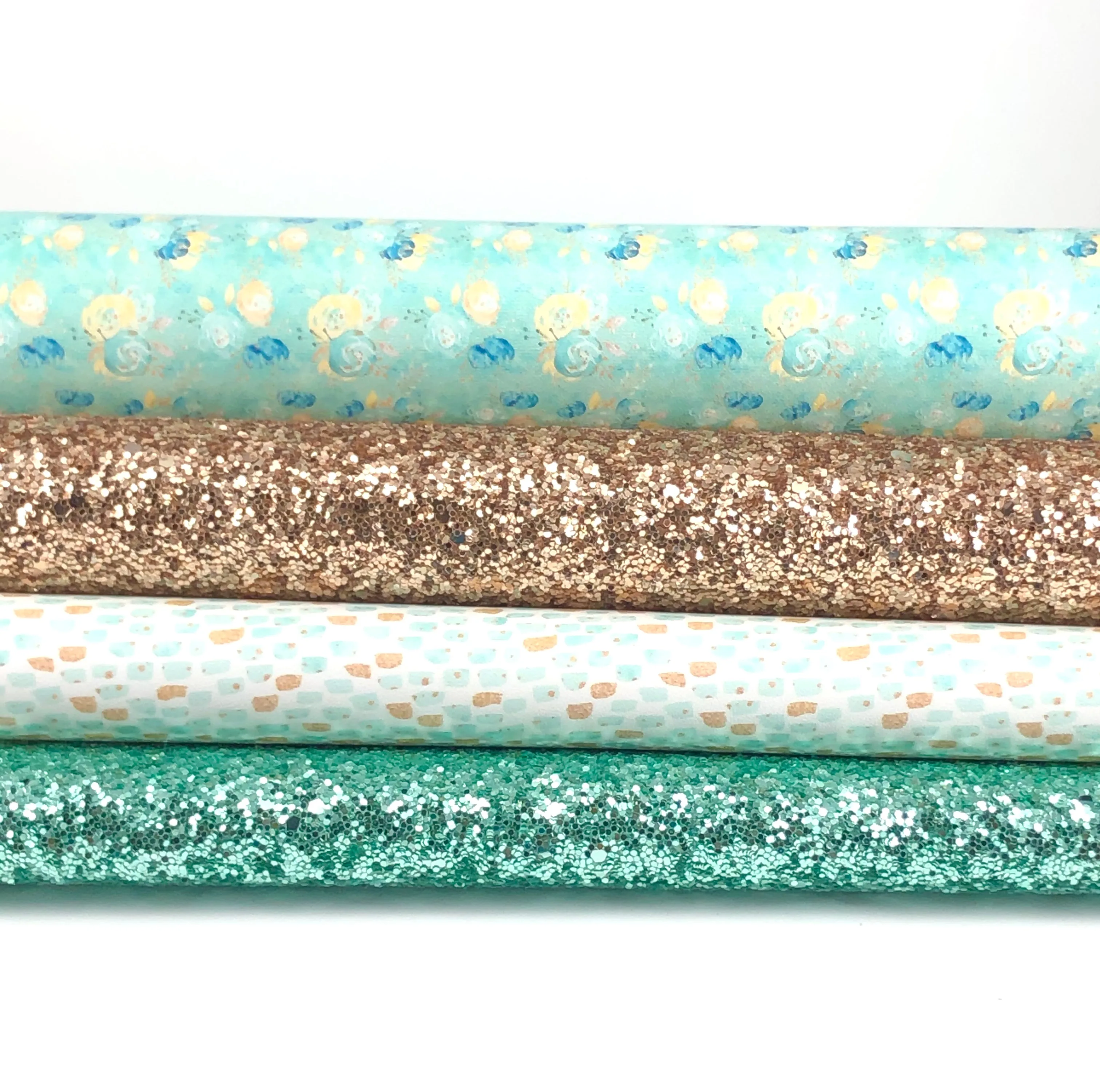 Mint Floral Glitter Sheet Bundle