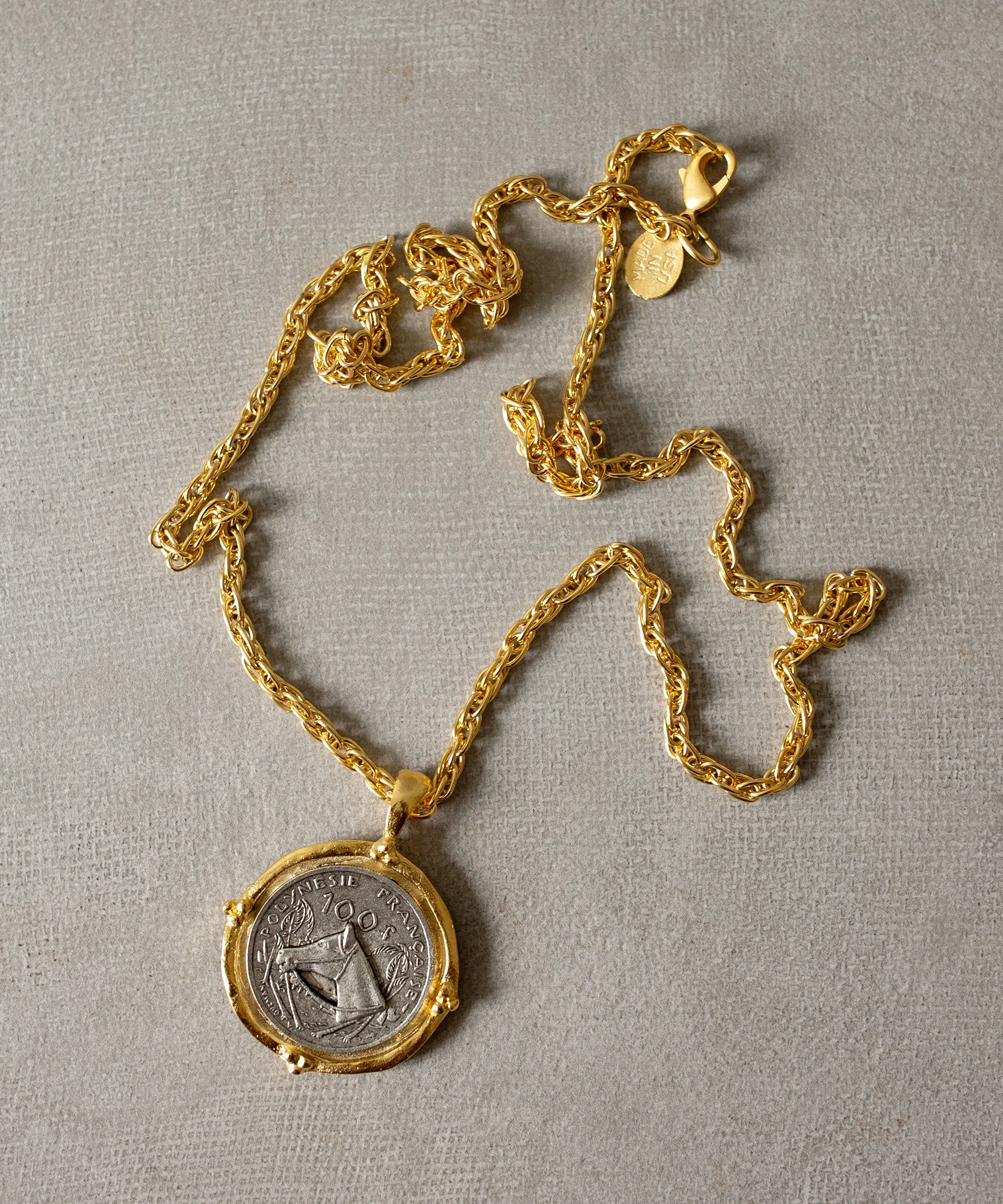 Mixed Metal Horse Coin Necklace