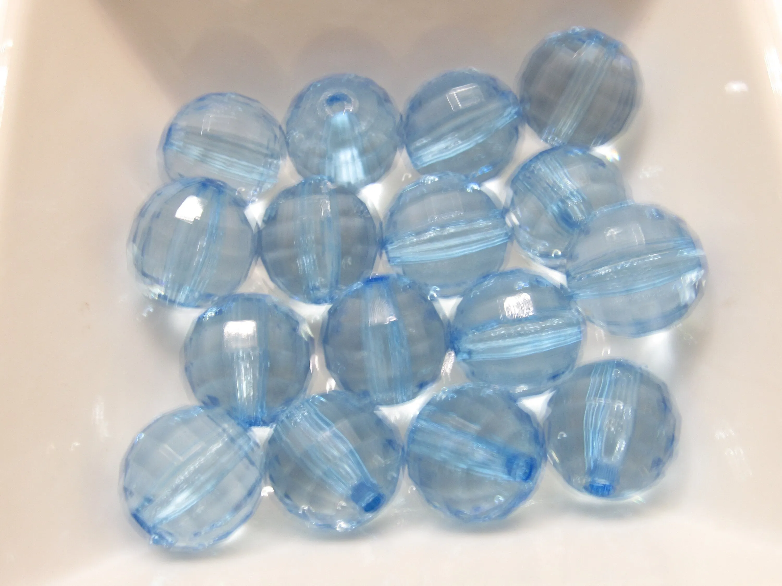 NEW 22mm Light Blue Faceted Beads, Bubblegum Bead, Multifaceted Chunky Bead, Chunky Bubblegum Necklace Bead Supply, Jewelry Supply,