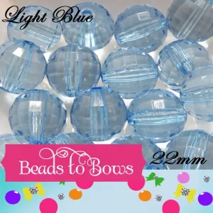 NEW 22mm Light Blue Faceted Beads, Bubblegum Bead, Multifaceted Chunky Bead, Chunky Bubblegum Necklace Bead Supply, Jewelry Supply,