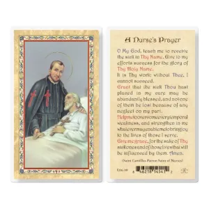 Nurses Prayer Madonna Hot Gold Stamped Laminated Holy Card (Plastic Covered)