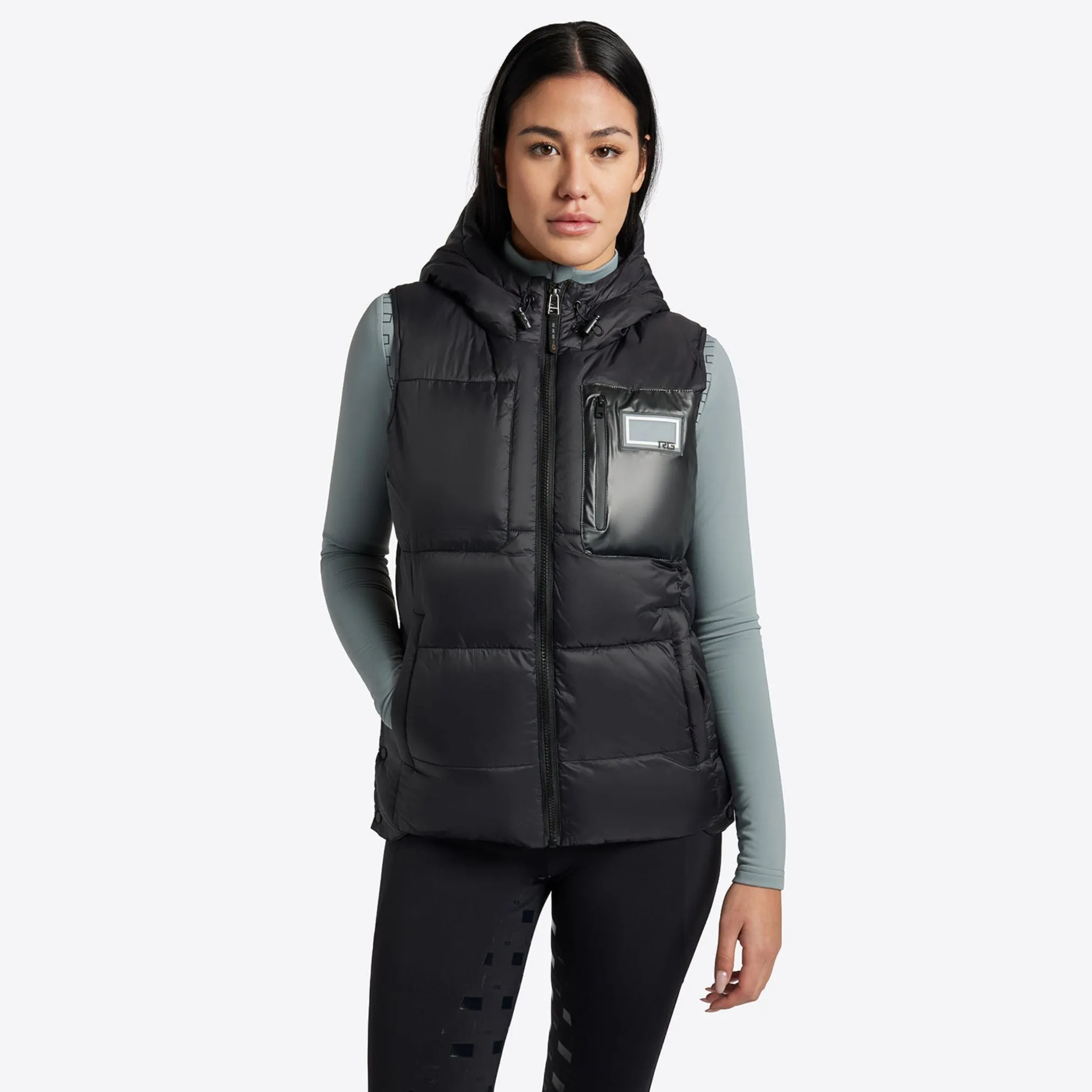 Nylon Hooded Puffer Vest - Black