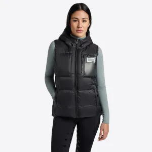 Nylon Hooded Puffer Vest - Black