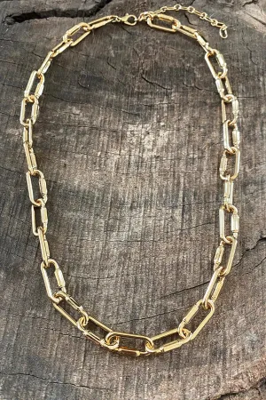 Paperclip gold tone chunky chain short necklace Carabiner