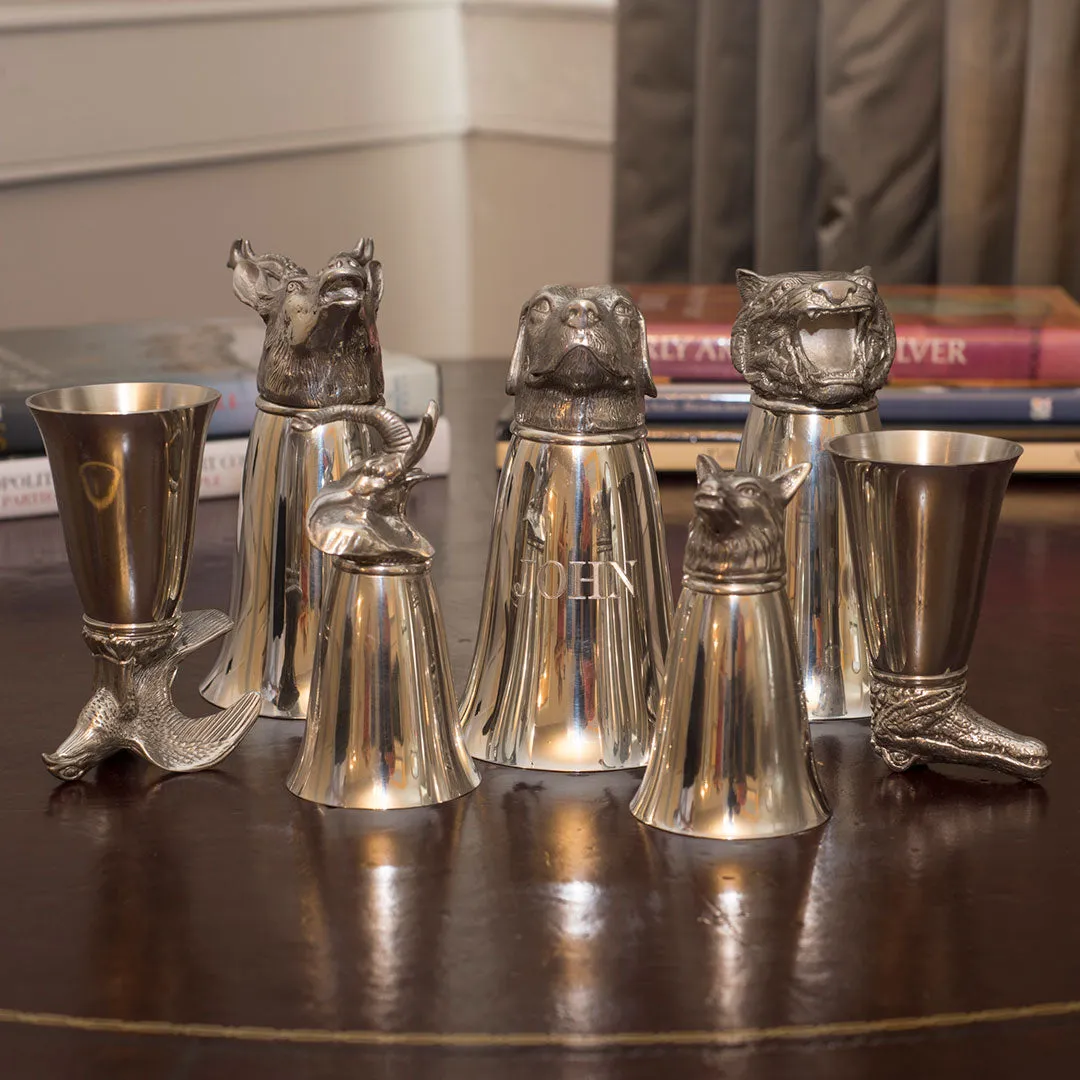 Pewter Tiger Stirrup Cup 8oz