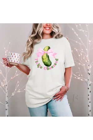 Pickle Obsessed Bow Comfort Colors T-Shirt