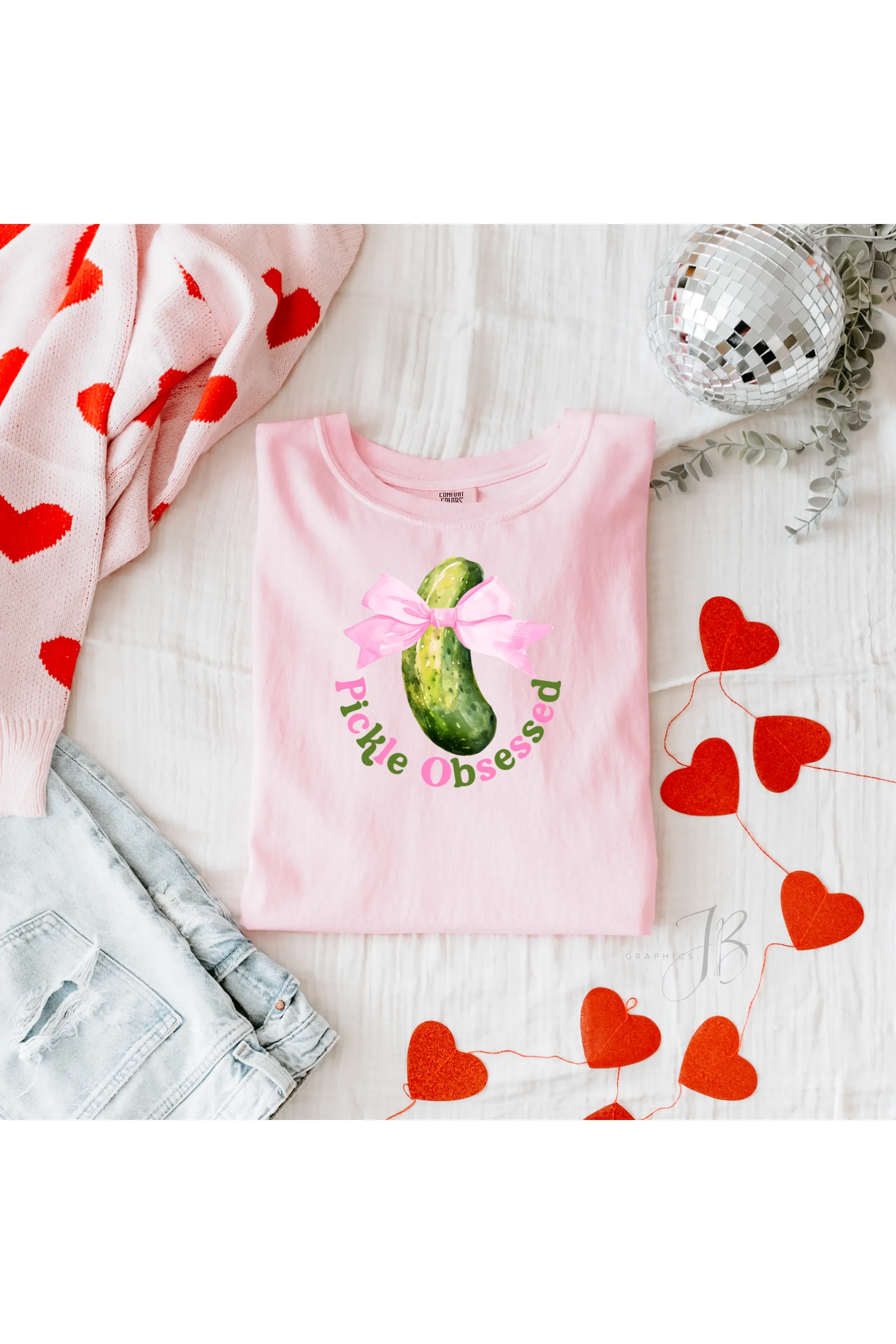Pickle Obsessed Bow Comfort Colors T-Shirt