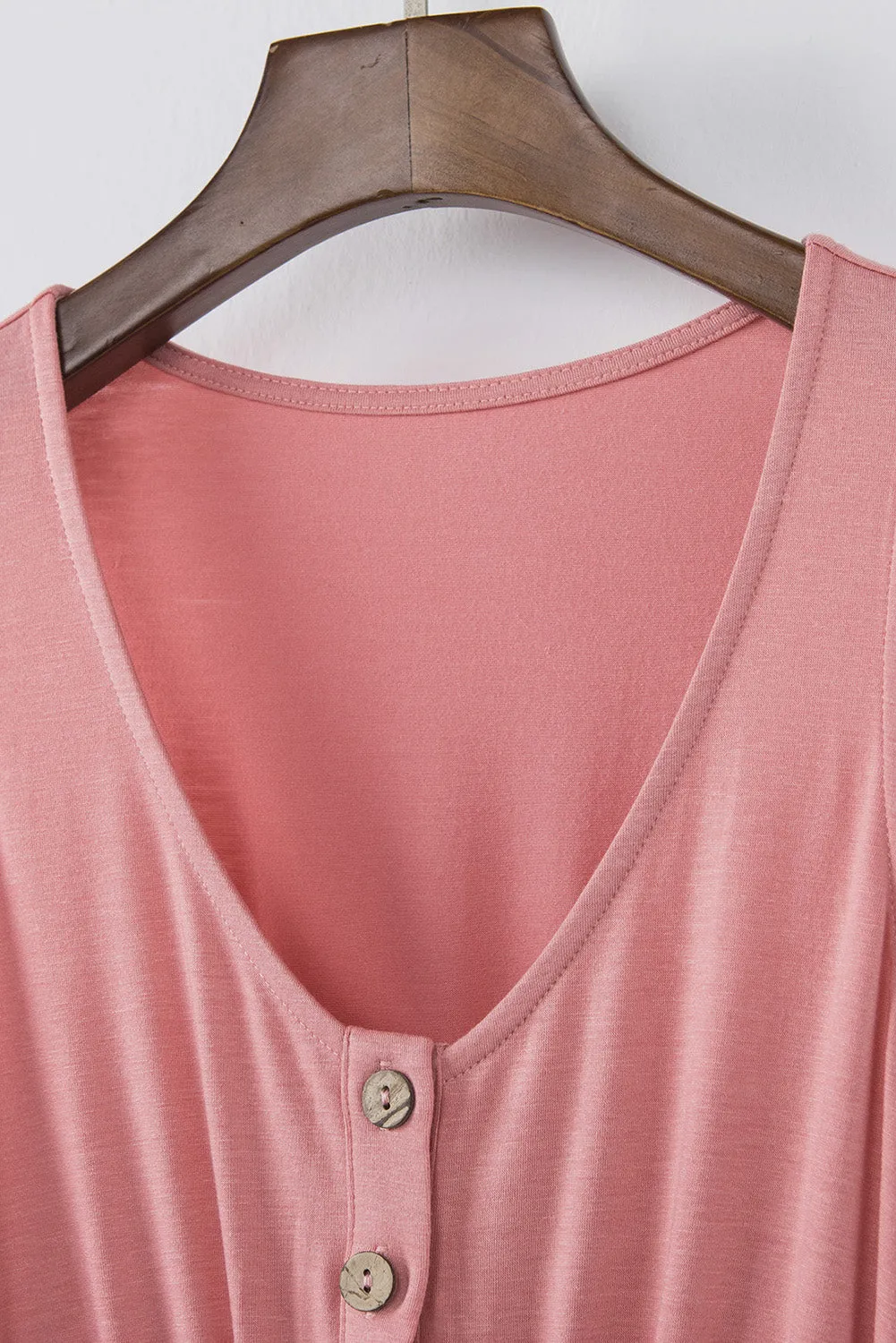 Pink Buttons Sleeveless High Waist Mini Dress
