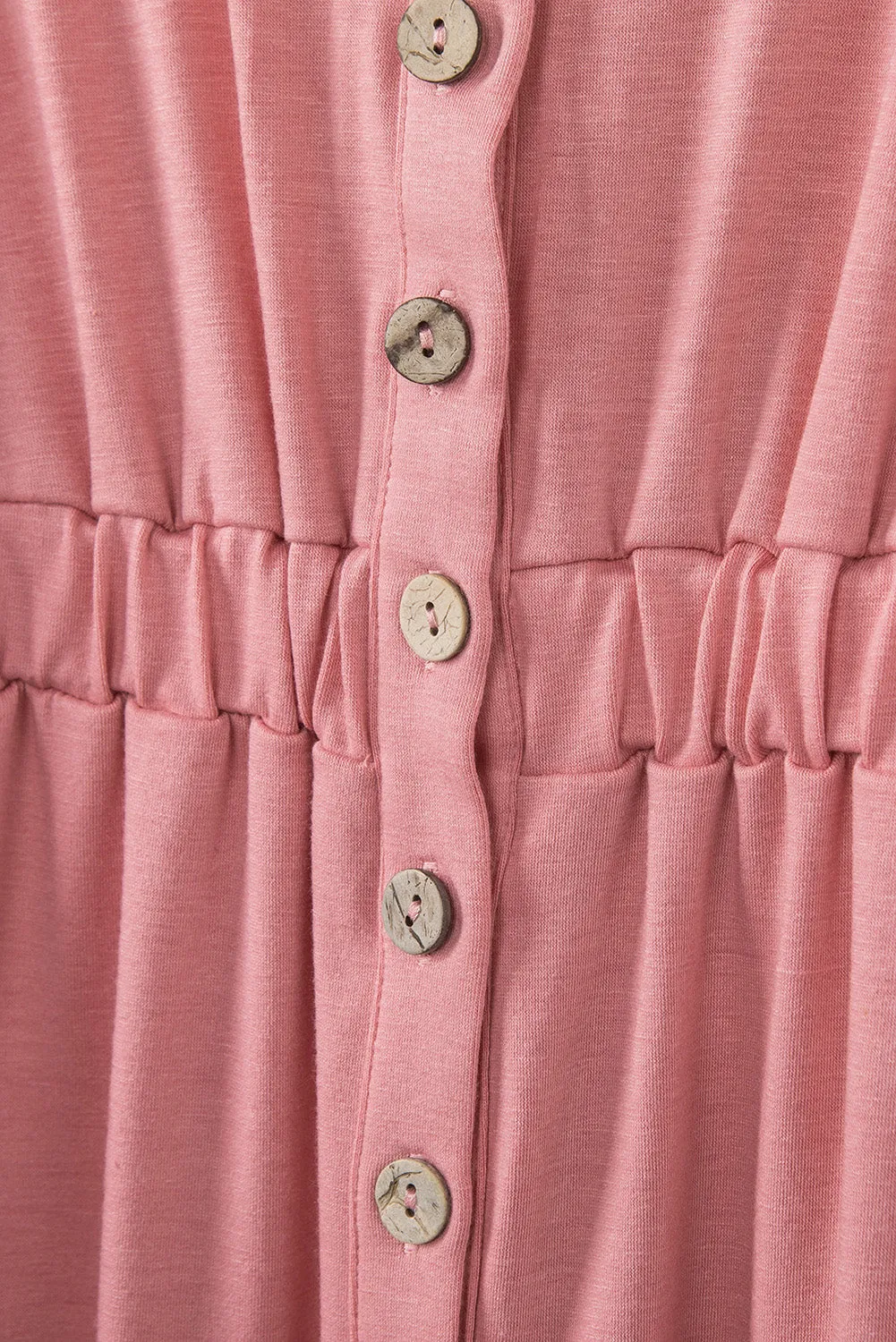 Pink Buttons Sleeveless High Waist Mini Dress