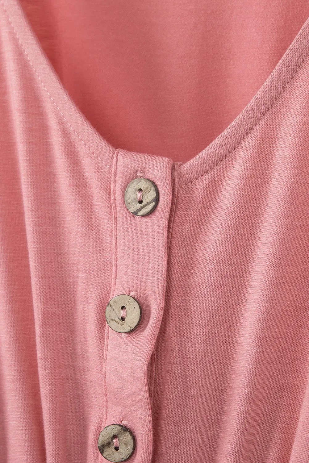 Pink Buttons Sleeveless High Waist Mini Dress
